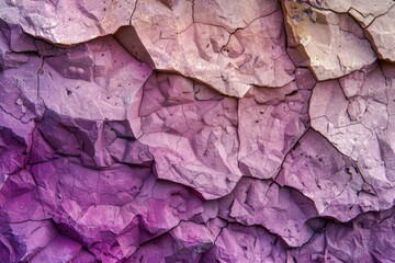 Textured background of rough uneven surface of brown and purple stone wall with cracks