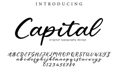 Capital Font Stylish brush painted an uppercase vector letters, alphabet, typeface