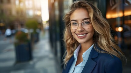 Young Professional Woman With Glasses In Business District