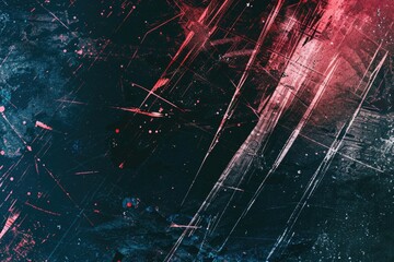 Digital glitch overlay with distressed film texture on dark background.