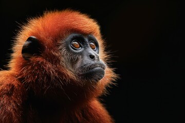 Obraz premium Mystic portrait of Lar Gibbon, full body view, isolated on black background