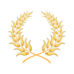 trophy gold laurel cartoon. wreath emblem, symbol leaf, en certificate trophy gold laurel sign. isolated symbol vector illustration