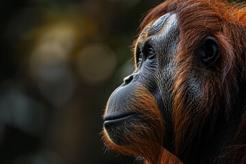 Sumatran Orangutan, Macro,Left side view