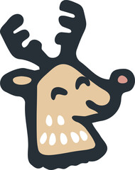 クリスマス　アイコン　トナカイ　手描き　あしらい　飾り　版画　かわいい　イラスト素材