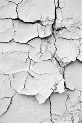 Obraz premium A black and white photo of a damaged concrete wall with cracks and wear