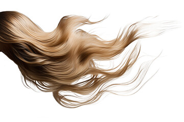Flowing Golden Locks. Elegant strands of golden hair flowing freely on a white background