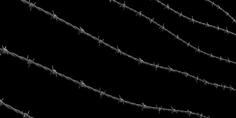 Barbed wire isolated on black background - 3D illustration