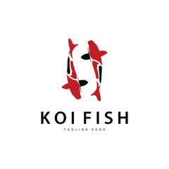 Koi Fish Logo Design Chinese Lucky Ornamental Fish Goldfish Company Brand