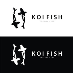 Koi Fish Logo Design Chinese Lucky Ornamental Fish Goldfish Company Brand