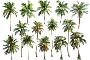 Obraz premium A group of palm trees against a plain white background