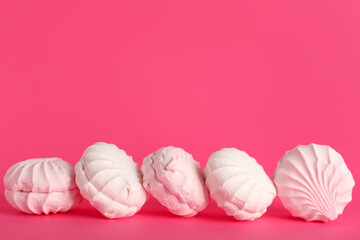 Many sweet zephyr on pink background