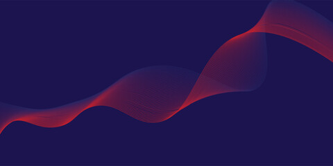 Abstract shining wave lines on dark blue background. Dynamic wave pattern. Modern flowing wavy lines. Futuristic technology concept. Suitable for banners, posters, covers, brochures, flyers, websites