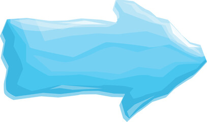 Frozen water arrow pointing right showing the direction on a white background