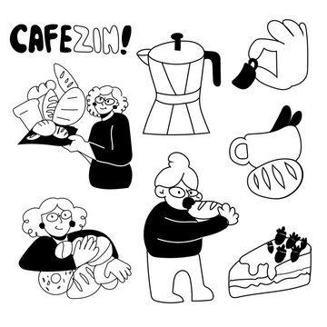Cartela Ilustra&ccedil;&otilde;es Caf&eacute; e Padaria da Vov&oacute; 