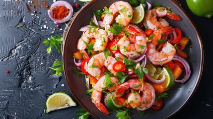 Vibrant Shrimp Ceviche with Fresh Vegetables and Lime