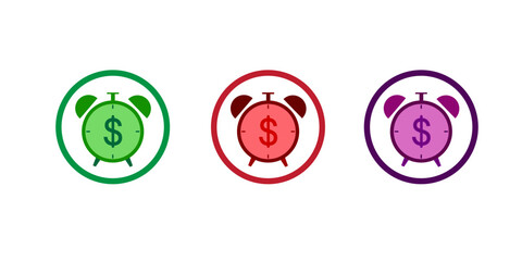 Time is money, alarm clock and stacked gold coins, deadline