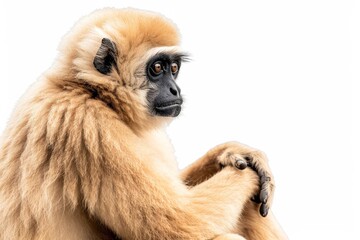 Obraz premium the beside view of a Agile Gibbon, left side view, isolated on white background