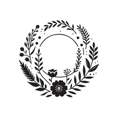 Floral Circle Frame Vector Set vector illustration