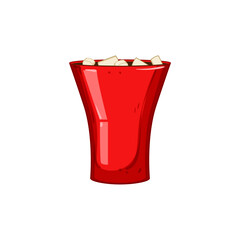 mug marshmallow cup cartoon. coffee warm, cute food, red milk mug marshmallow cup sign. isolated symbol vector illustration