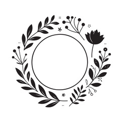 Floral Circle Frame Vector Set vector illustration