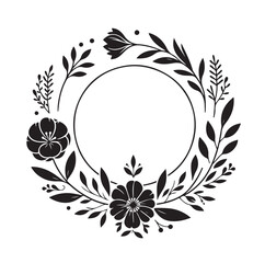 Floral Circle Frame Vector Set vector illustration