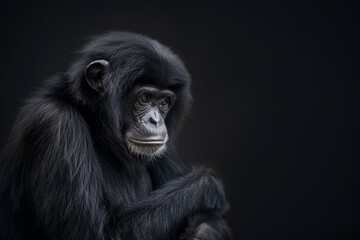 Obraz premium the beside view Siamang, left side view, isolated on black background