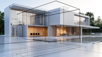 Modern Home with Copy Space. Exterior design architecture.