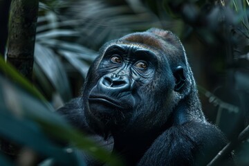 Fototapeta premium Western Lowland Gorilla, Macro,Left side view