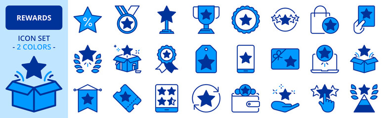 Icons in two colors about rewards