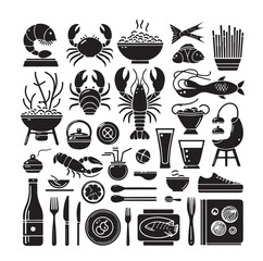 Vector set of seafood labels and signs vector illustration