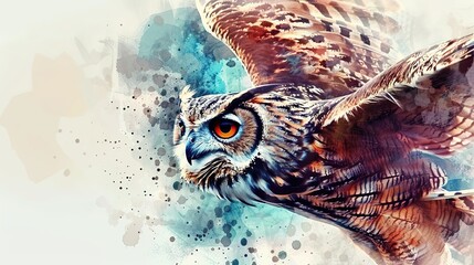 Obraz premium Watercolor_Celeste_owl_clipart_Illustration_Generative_Ai