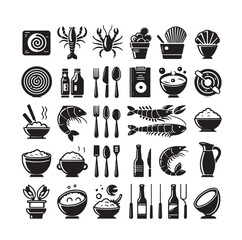 Vector set of seafood labels and signs vector illustration