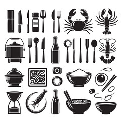 Vector set of seafood labels and signs vector illustration