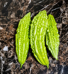 Ampalaya bitter melon fresh from garden.