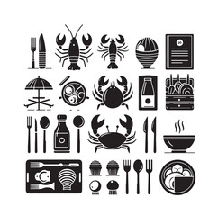 Vector set of seafood labels and signs vector illustration