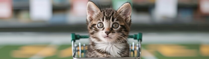 Curious Kitten's Shopping Cart Adventure