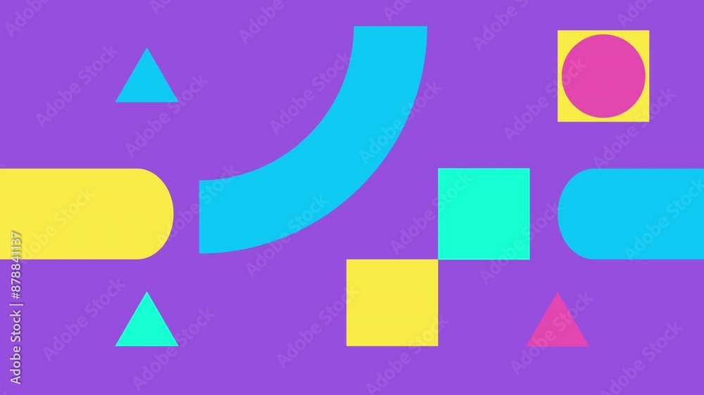 Wall mural abstract loop geometric motion design. geometric shape animation in bright colors. 4k resolution ani