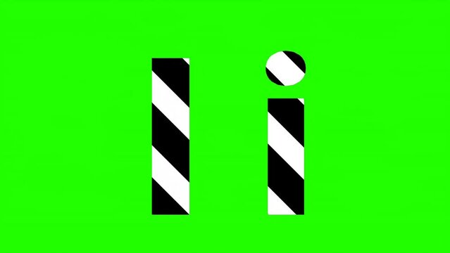 Animated looping video of the letter "li" in black and white stripes. This graphic is perfect for social media, presentations, and more