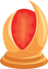 Golden trophy with a cricket ball inside, celebrating victory and sportsmanship