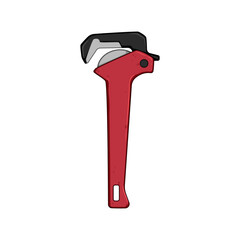 work pipe wrench cartoon. maintenance man, construction worker, faucet equipment work pipe wrench sign. isolated symbol vector illustration