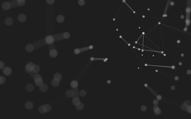 Abstract background. Molecules technology with polygonal shapes, connecting dots and lines. Connection structure. Big data visualization.