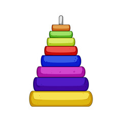 toddler pyramid toy cartoon. kindergarten construction, wooden block, cube poster toddler pyramid toy sign. isolated symbol vector illustration