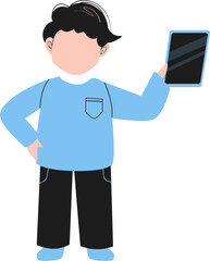 Kid addicted to gadjet Illustration. Smartphone addiction.