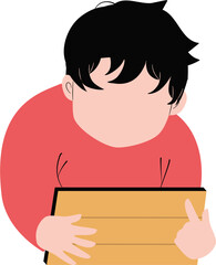 Kid addicted to gadjet Illustration. Smartphone addiction.