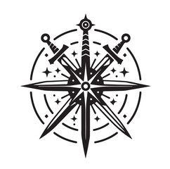 set of swords silhouettes vector illustration