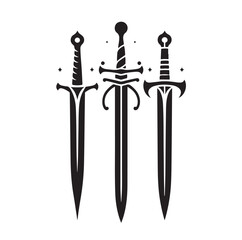 set of swords silhouettes vector illustration