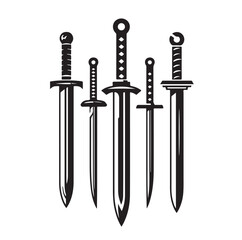 set of swords silhouettes vector illustration