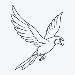 Majestic Parrot Line Art Vector,Captivating Avian Beauty in Minimalist Design