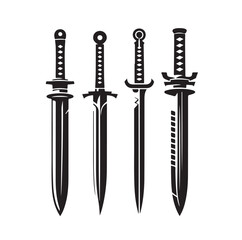 set of swords silhouettes vector illustration