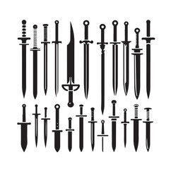set of swords silhouettes vector illustration